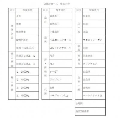 A健診コース(一般健診コース)　みよし市民病院