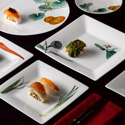 ノリタケ【京香旬彩】23cmスクエアプレート(加茂茄子)