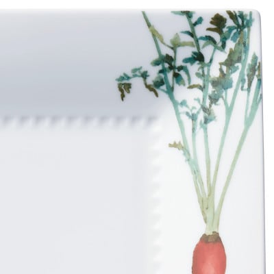 ノリタケ【京香旬彩】23cmスクエアプレートペア(加茂茄子・金時人参)