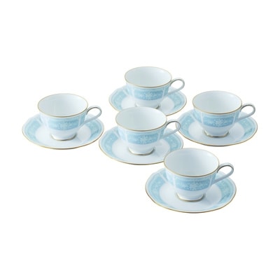 ノリタケ 【レースウッドゴールド】 ティー・コーヒー碗皿セット(5客)