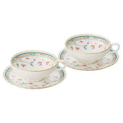 ノリタケ【花更紗】ティーカップ＆ソーサーペア