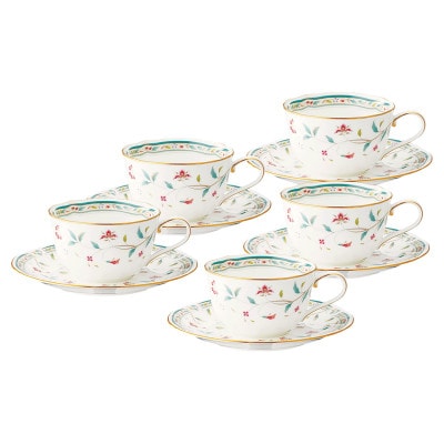 ノリタケ【花更紗】カップ＆ソーサー(5客)