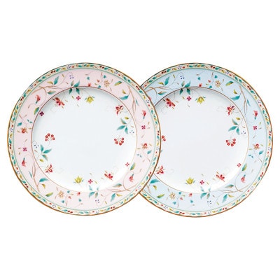 ノリタケ【花更紗】21cmプレートペア(色変わり)