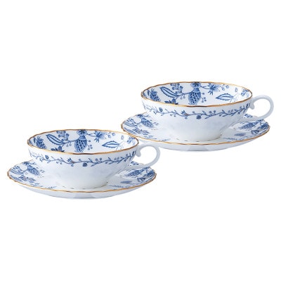 ノリタケ【ブルーソレンティーノ】ティーカップ＆ソーサーペア