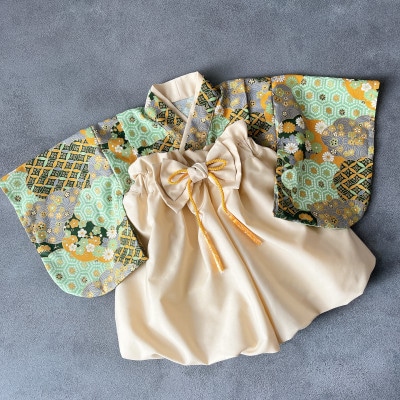 ベビー袴 80 SIZE 雲取り文様×ベージュの袴