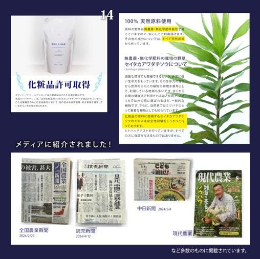 ボディソープ ゴールデンロッド 500ml 33回 世界初 植物エキス 保湿 無着色 天然 ギフト 日本製 美容 化粧品 雑草 セイタカアワダチソウ