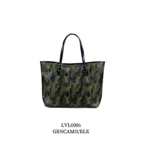 レザー調トートバッグ　GRNCAMO/BLK【LVL0006 】