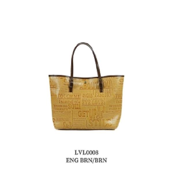 レザー調トートバッグ　ENG BRN/BRN【LVL0008 】