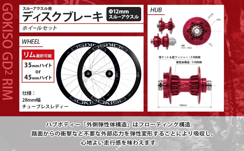 GOKISO スルーアクスル用ディスクブレーキホイールセット 自転車 ツール 部品 メンテナンス マウンテンサイクリング 自転車レース 趣味 ハブ タイヤ ライダー 自転車部品 技術 プロレーサー 近藤機械製作所 愛知県 蟹江町