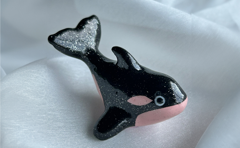 鋳物 ペーパーウエイト 愛知 ペーパーウエイト（シャチ3体セット）ブルー・ピンク・白 重し 【蟹江町】