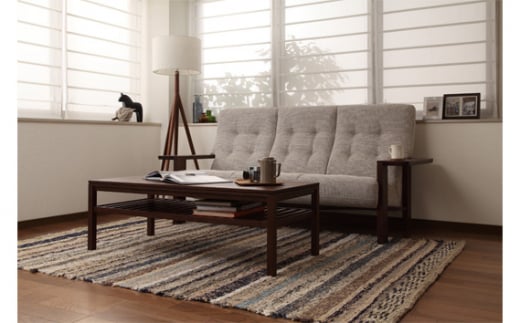 【カリモク家具】木肘本革張りソファ A【WT3603】