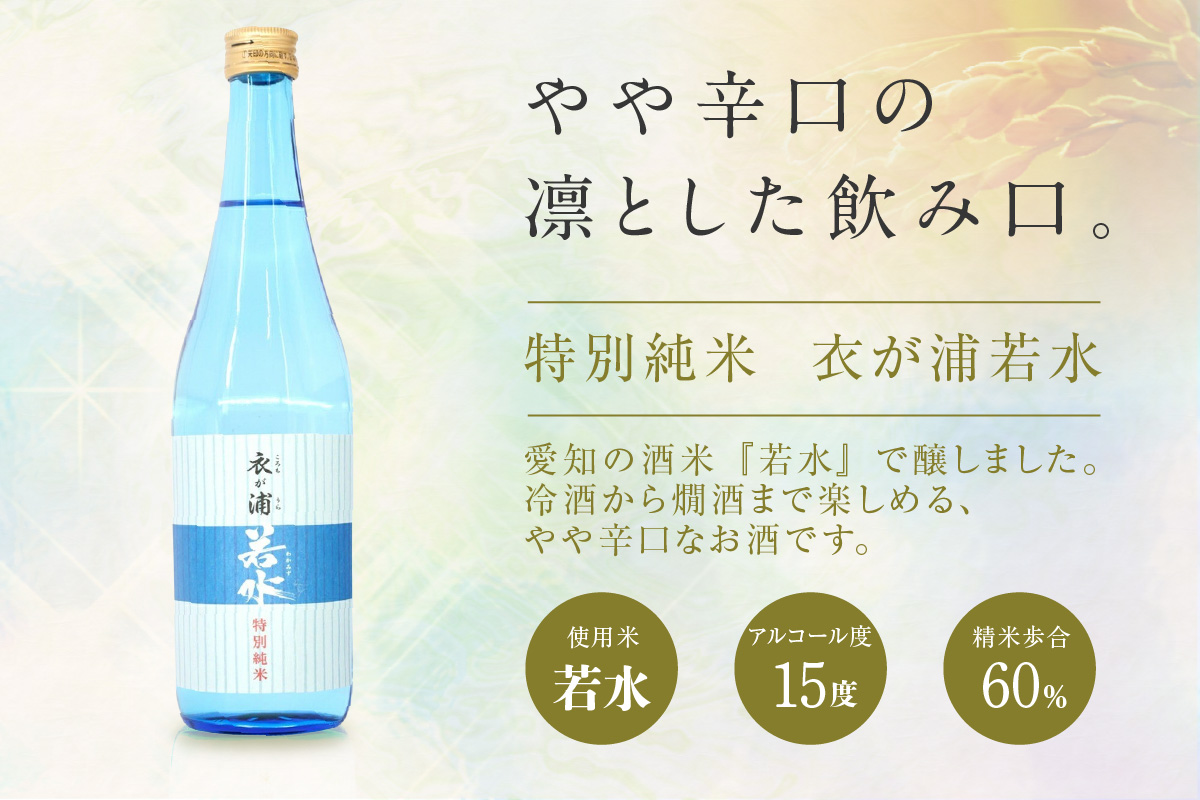 知多半島東浦の地酒【衣が浦 若水】特別純米酒 720ml×2本｜日本酒 愛知県産酒造好適米 若水 原田酒造 愛知県