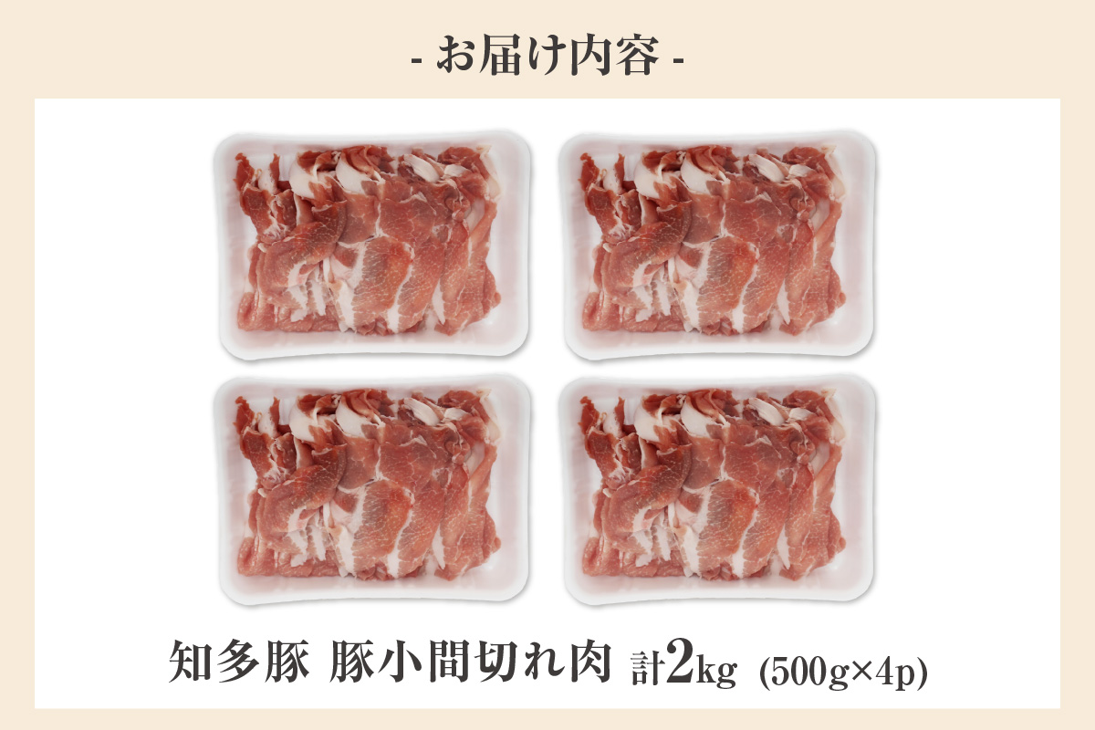 戸田ファーム 知多豚 小間切れ 500g×4パック（計2.0kg）│豚肉 小間切れ 新鮮 美味しい 肉 豚 冷凍 国産 小分け