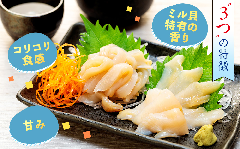岬だより ＜貝専門店＞ 天然 白ミル貝 100g × 3袋 冷凍 新鮮 海鮮 鮮度 風味 魚介 貝 海の幸 お刺身 寿司 バター焼き ご飯 甘み おつまみ 酒 おすすめ 人気 愛知県 南知多町 三河湾 【北海道･沖縄県･離島不可】