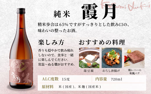蓬莱泉 ほうらいせん 「霞月」 純米 720ml 15％ 関谷醸造 お酒 日本酒 酒 純米酒 コメ 米 お米 アルコール おすすめ お取り寄せ プレゼント 贈答 贈り物 ご自宅用 宅飲み 愛知県 設楽町 霞月 -132