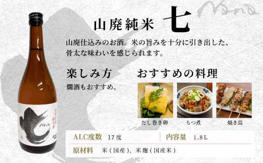 蓬莱泉 ほうらいせん 山廃純米 「七」 1.8L 17％ 関谷醸造 お酒 日本酒 酒 コメ 米 お米 アルコール おすすめ お取り寄せ プレゼント 贈答 贈り物 ご自宅用 宅飲み 愛知県 設楽町 別撰 関谷醸造 -142