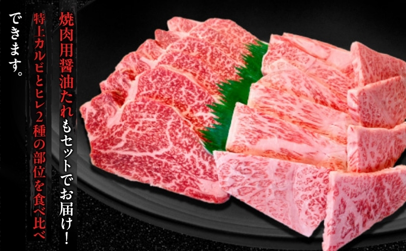 【松阪牛紅白セット】醤油たれ付き・焼肉用600g 松阪牛 黒毛和牛 精肉店 特上カルビ ヒレ 赤身 霜降り 肉 和牛 冷凍 ギフト 贈り物 贅沢 高級