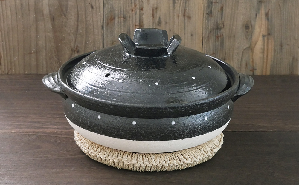 【萬古焼（ばんこやき）】ドット９号鍋（鍋敷き付）