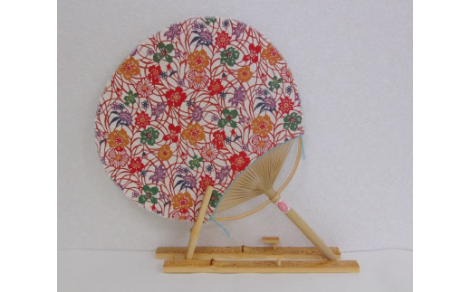 日永うちわ　伊勢木綿　海松（大）うちわ立て付 大