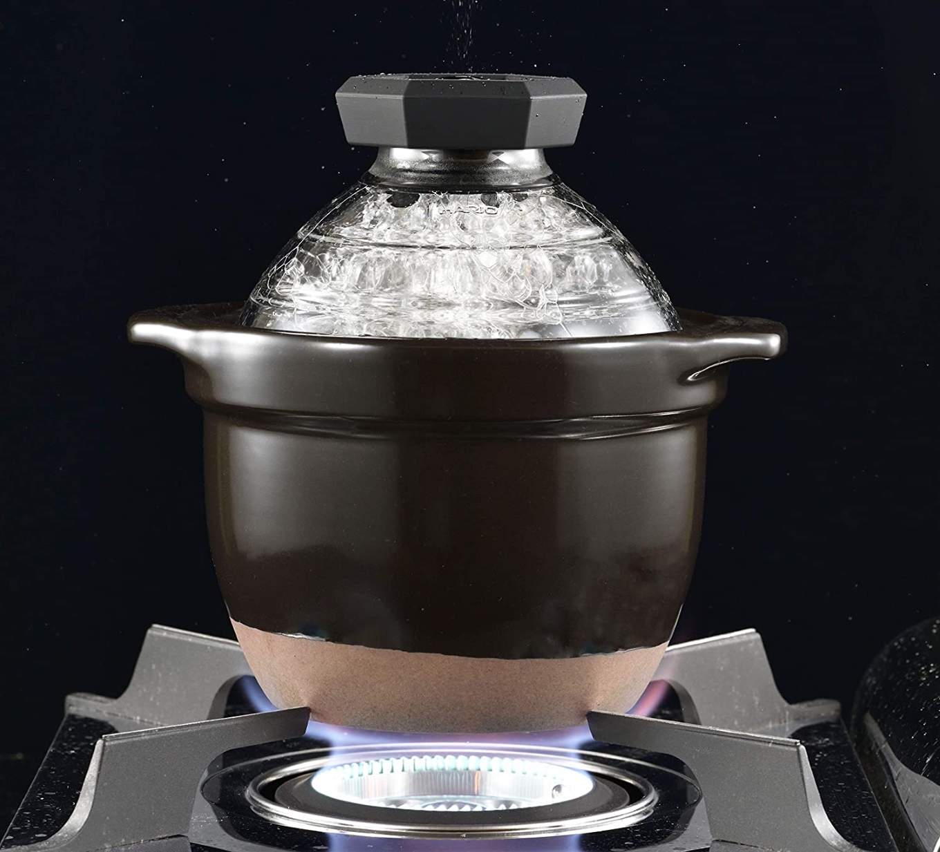 【萬古焼（ばんこやき）】フタがガラスのご飯釜1～2合炊き　HARIO　ハリオ 1～2合炊き