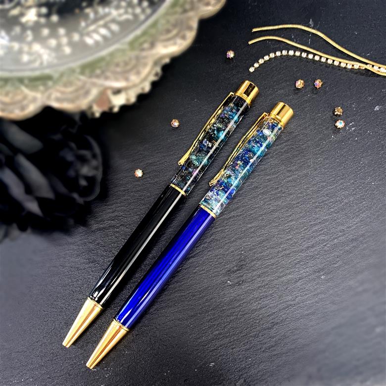 ハーバリウムボールペン『夜景』替え芯付き　ケースラッピング　ブラック ブラック