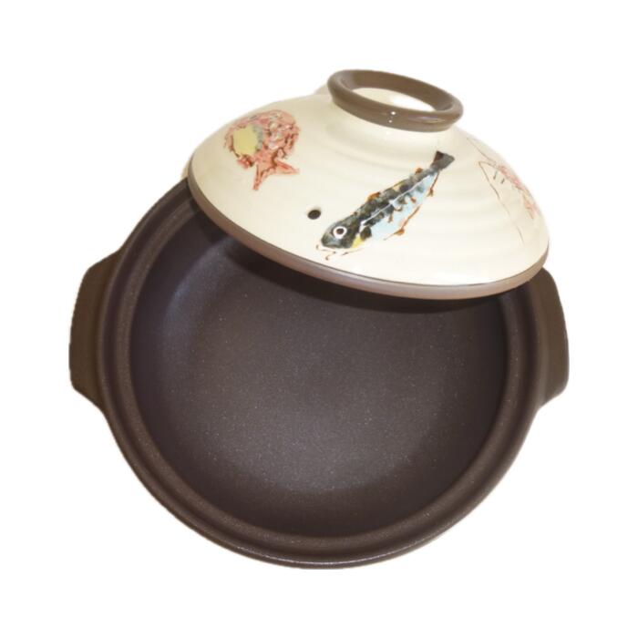 【萬古焼（ばんこやき）】おさかなさんセラミック加工 8号 IH 土鍋