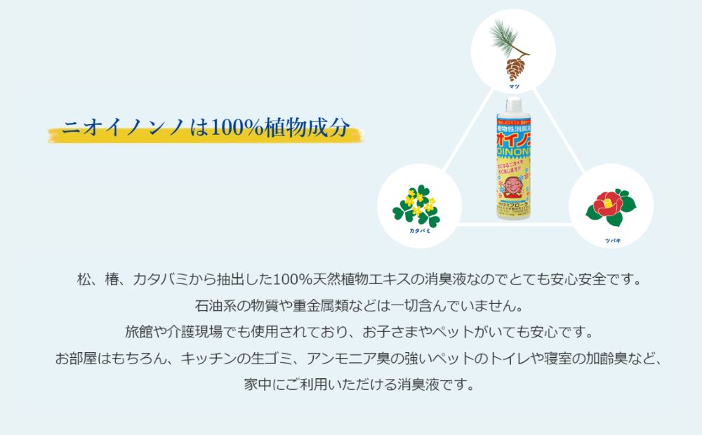 瞬間消臭の純植物性消臭液「ニオイノンノ」 100cc 1本 100cc