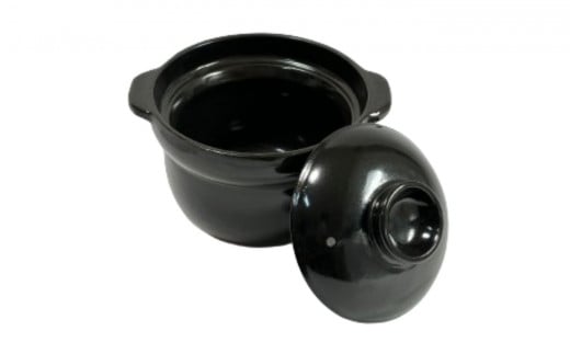 【萬古焼（ばんこやき）】２合厚釜土鍋　黒 内山製陶所 【土鍋 2合 セラミック 直火用 電子レンジ対応 お手入れ簡単 食洗器対応 三重県 三重 四日市市 四日市 四日市市ふるさと納税 四日市ふるさと納税】 黒 2合