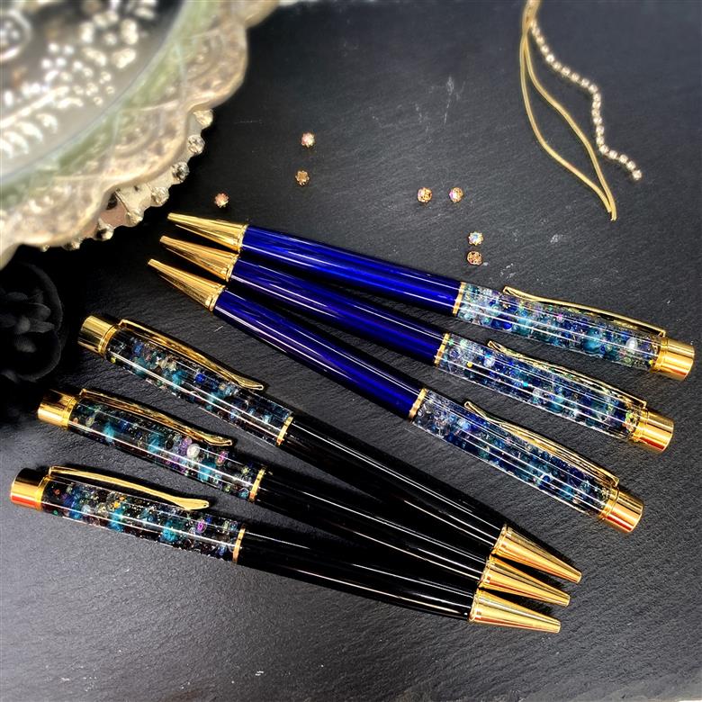 ハーバリウムボールペン『夜景』替え芯付き　ケースラッピング　ブラック ブラック