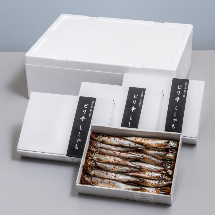 国内で味付け加工。ピリ辛ししゃも 1.68kg(420g×4箱）マル伊水産