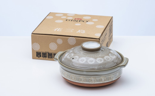 【萬古焼（ばんこやき）】銀峯 三島8号土鍋（3～4人用） 8号(3～4人用)