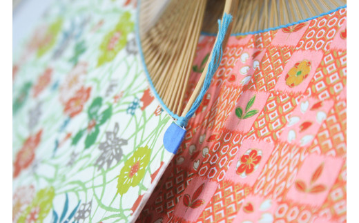 日永うちわ　伊勢木綿　海松（大）うちわ立て付 大