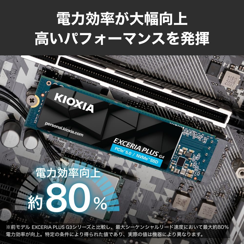 キオクシア（KIOXIA）PCIe?? Gen5x4 内蔵SSD EXCERIA PLUS G4 2TB NVMe M.2 Type 2280 (最大読込: 10,000MB/s)