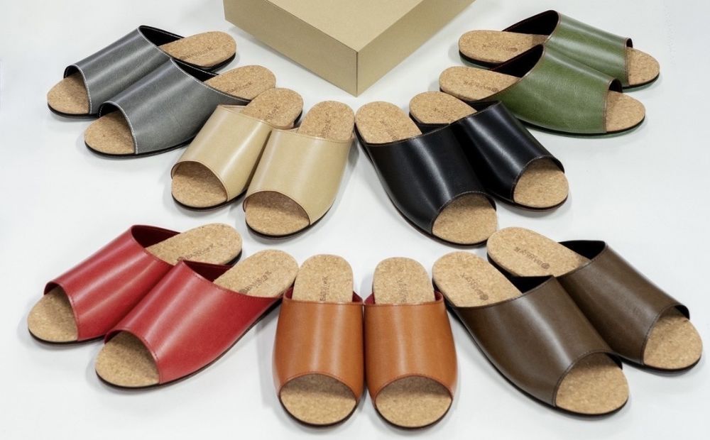 【4足セット】Made in Japanの高品質　ルームシューズの理想形。天然素材、静音性、高反発クッションで足にやさしい、 コルクでむれにくい、来客時も合成皮革とシンプルカラーのデザインで、さりげないセンスを！ 「バークオブケイ」コルクルームシューズ（3Ｌ・29.5cm・グレー） グレー 3Ｌサイズ