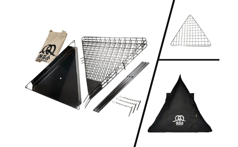 星の光芒、熾火（おきび）の紅炎。心やすらぐ夜の演出に。薄暮舎の熾火台－磨き－＆専用バッグ＆専用ロストル【コンプリートモデル】サイトウ工研