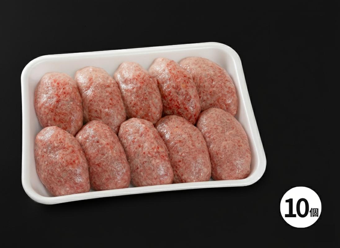 四日市市の名店・焼肉大剛の手作りハンバーグ、トレイに並ぶ調理前のイメージ。