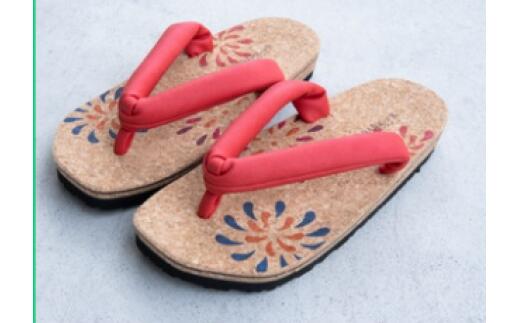 コルクサンダル［ＳＵ］ レッド（花火） ＬＬサイズ
