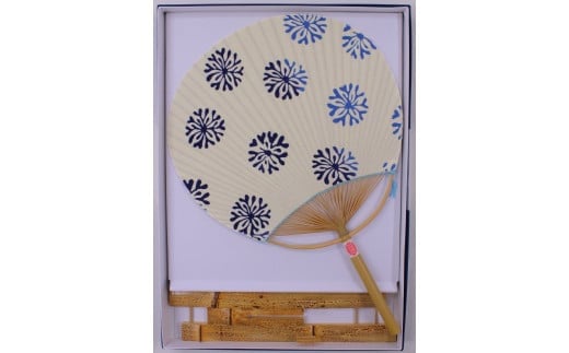 日永うちわ　伊勢木綿　海松（大）うちわ立て付 大