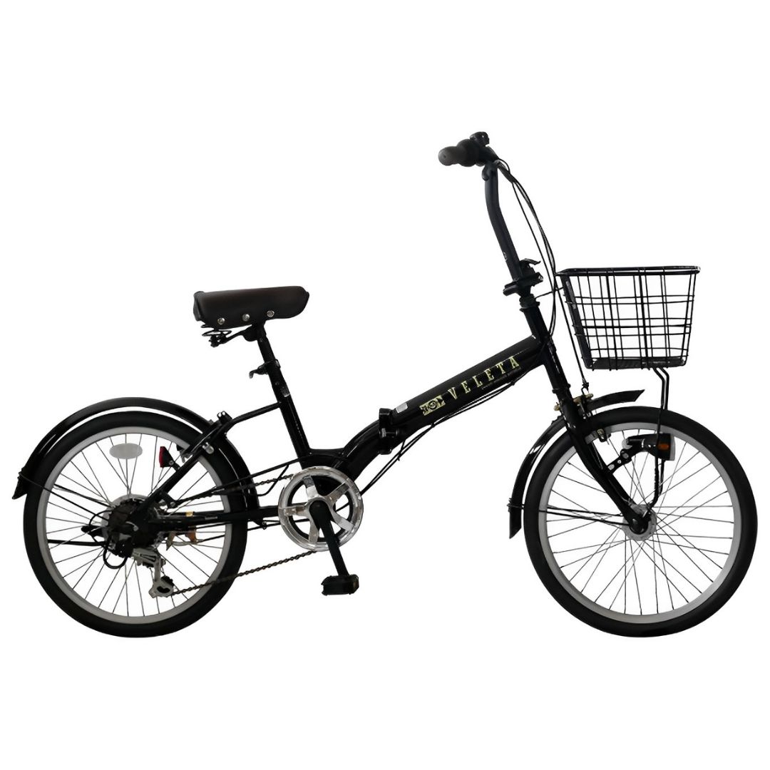 パンクしない折り畳み自転車２０インチ６段変速　ブラック ブラック