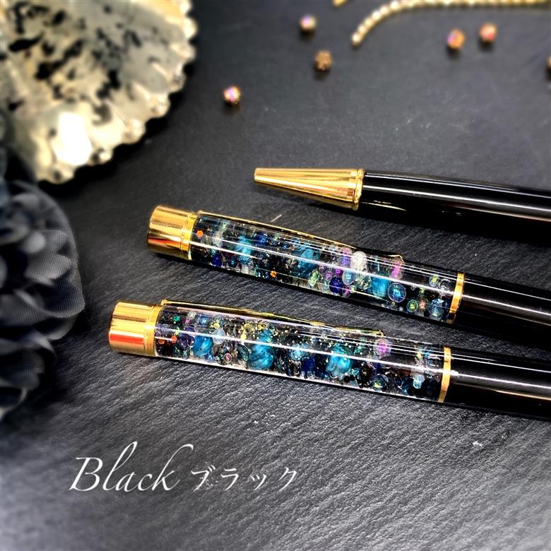 ハーバリウムボールペン『夜景』替え芯付き　ケースラッピング　ブラック ブラック