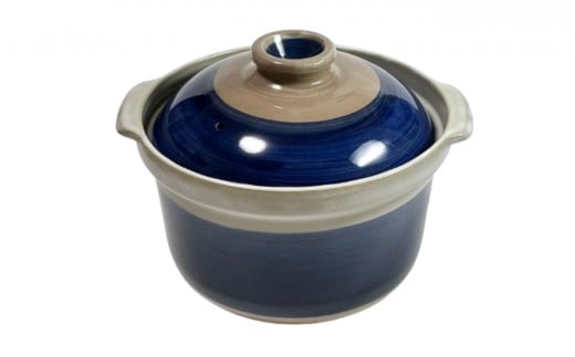 【萬古焼（ばんこやき）】スープ鍋　ルリ 内山製陶所 【土鍋 7合 深鍋 鍋 なべ ナベ セラミック 直火用 電子レンジ対応 お手入れ簡単 食洗器対応 三重県 三重 四日市市 四日市 四日市市ふるさと納税 四日市ふるさと納税】