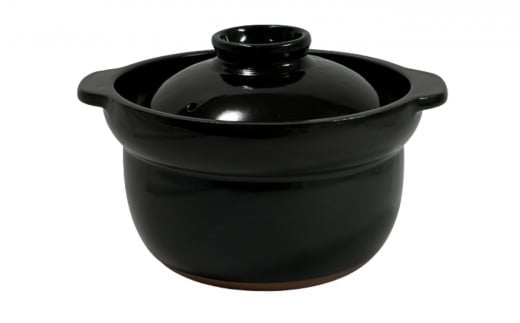 【萬古焼（ばんこやき）】3合厚釜土鍋　黒 内山製陶所 【土鍋 3合 セラミック 直火用 電子レンジ対応 お手入れ簡単 食洗器対応 三重県 三重 四日市市 四日市 四日市市ふるさと納税 四日市ふるさと納税】 黒 3合