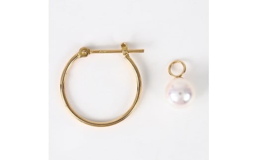 1095　Ｋ18ＹＧあこや本真珠2WAYフープピアス