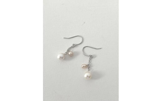 1354 二見結ひ　真鍮ピアス（あこや真珠6.0mm、淡水真珠3.0mm）08　真鍮　二見　夫婦岩　あこや真珠　ギフト　プレゼント　普段使い