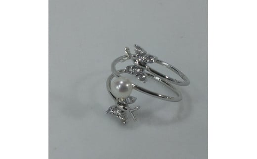 1649　あこや本真珠リング・ダブルバタフライ