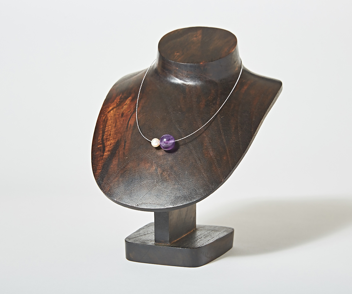 1899 OMAMORI JEWELRY あこや真珠8mm 夫婦岩チョーカーSV925 紫水晶・アメジスト　伊勢とこわかや OMAMOTIJEWELRY 真珠 夫婦岩チョーカー お守り あこや真珠 8mm玉　天然石