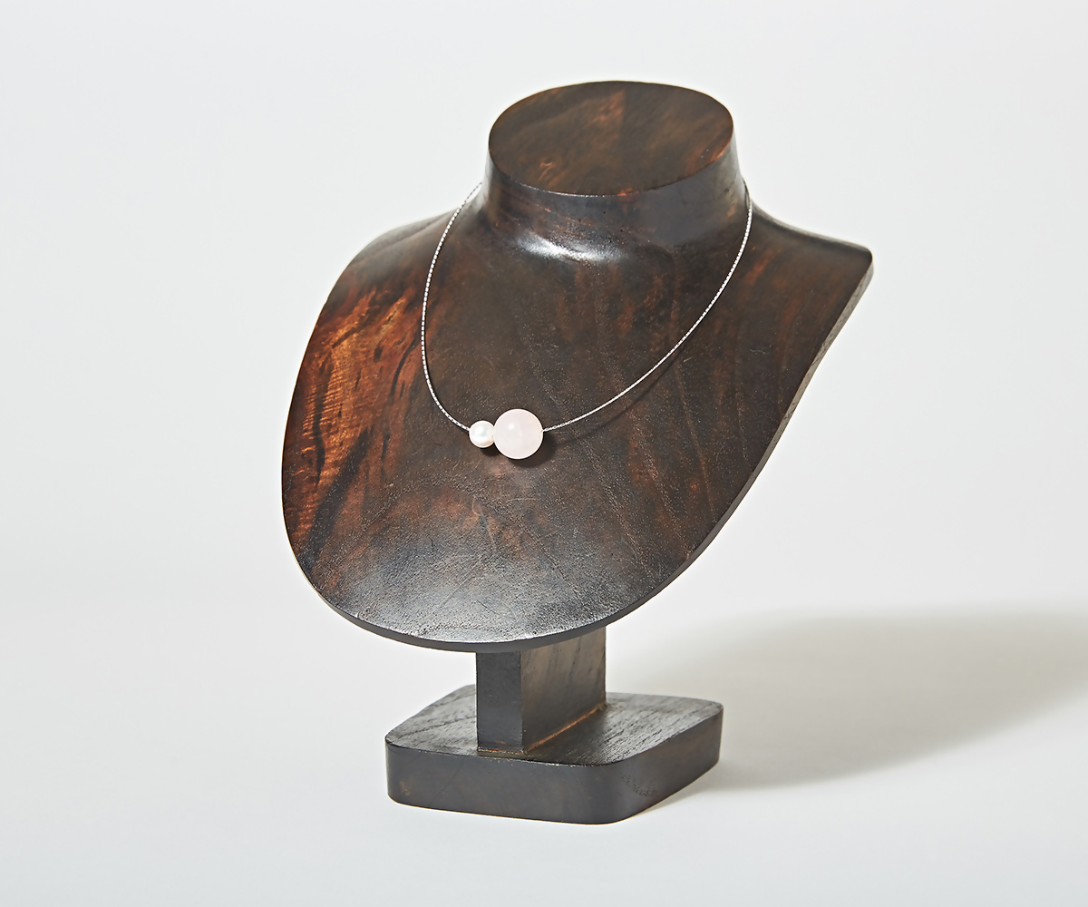 1901 OMAMORI JEWELRY あこや真珠8mm 夫婦岩チョーカーSV925 紅水晶・ローズクォーツ 伊勢とこわかや OMAMOTIJEWELRY 真珠 夫婦岩チョーカー お守り あこや真珠 8mm玉　天然石