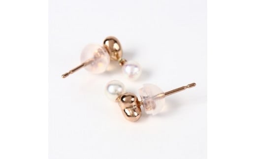 709　K18PGあこや本真珠ピアス　ハート　3mmUP