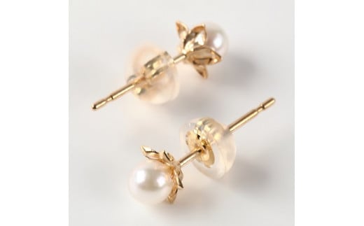 710　K18YGあこや本真珠ピアス　星　3mmUP