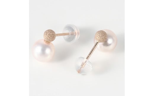 1027K18PGあこや本真珠ピアス　フラッシュボール
